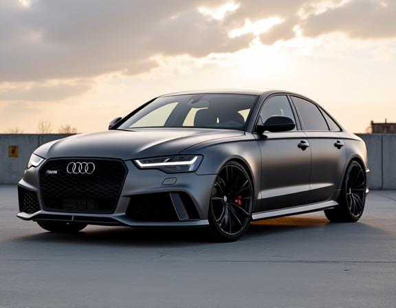 Dunkelgrauer Audi RS6 mit satinierter Folierung.