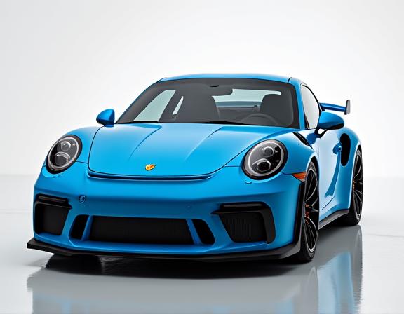 Hellblauer Porsche GT3 nach einer Vollfolierung.